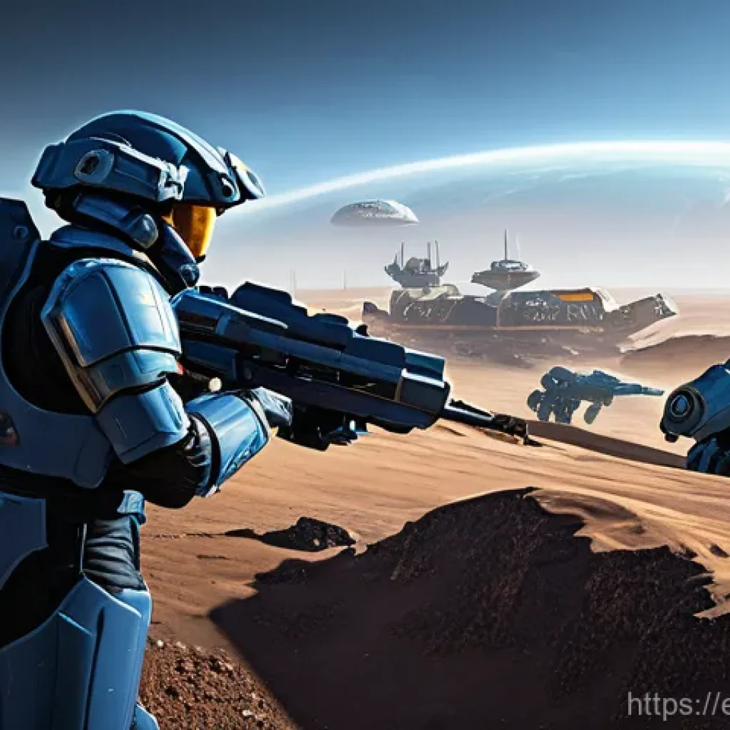 스타크래프트2 캠페인 난이도 분석 - **A Terran Training Ground in the Koprulu Sector:** Generate an image of a bustling, futuristic ...