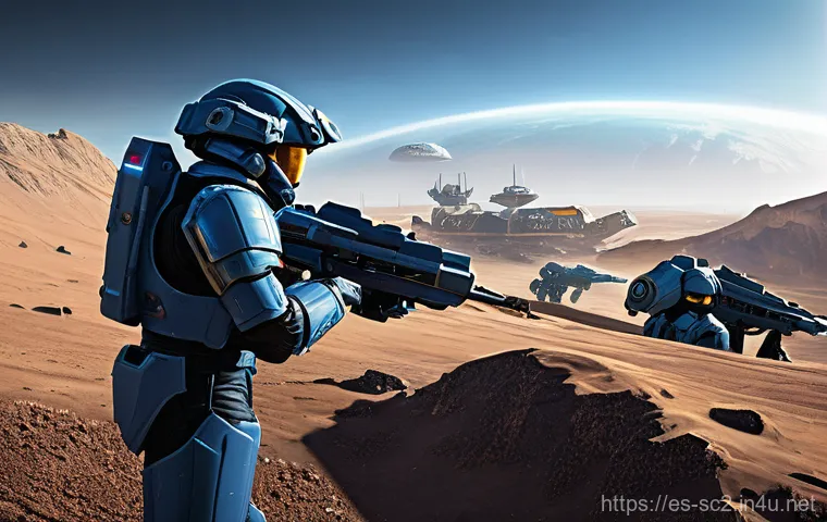 스타크래프트2 캠페인 난이도 분석 - **A Terran Training Ground in the Koprulu Sector:** Generate an image of a bustling, futuristic ...