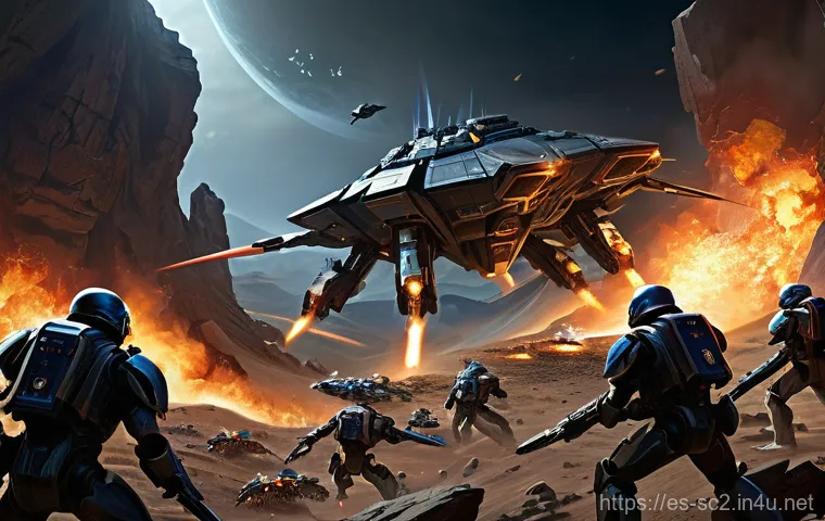 스타크래프트2 테란 미러전 전략 - Early Game Chaos: Reaper and Hellion Harassment** **Prompt:** A dynamic, action-packed scene depict...