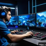 Home 18 스타크래프트2 리플레이 보는 법 - A detailed digital illustration of a professional esports player intensely analyzing a StarCraft 2 r...