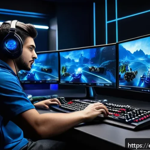 Home 30 스타크래프트2 리플레이 보는 법 - A detailed digital illustration of a professional esports player intensely analyzing a StarCraft 2 r...