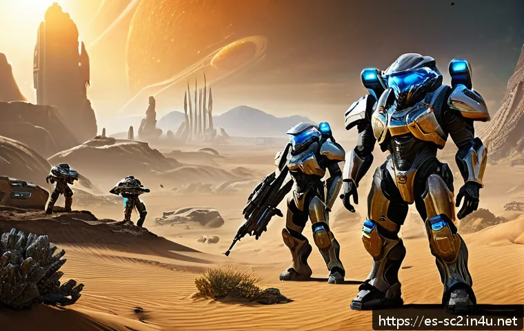 스타크래프트2 비공식 모드 소개 - A vibrant StarCraft 2 custom cooperative mode scene showing four diverse players strategizing togeth...